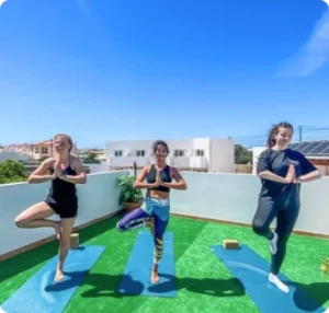 Rooftop yoga class