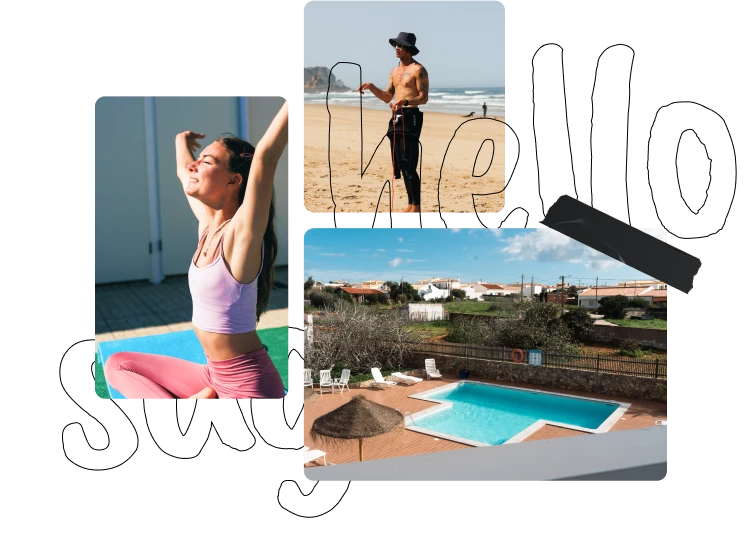 Activities at the hostel: yoga, surf, and swimming pool