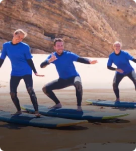 beginners getting used to their surfboards